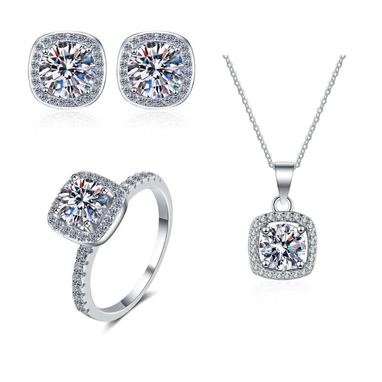 Set Royal Cushion Halo