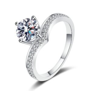 V Crown Moissanite Ring