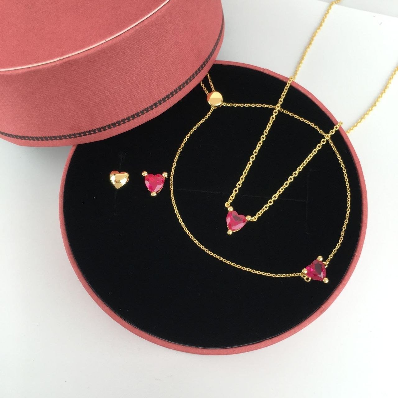 Set Amour Corazón Rubí Dorado