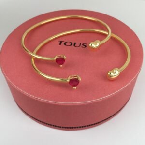 Manilla Amour Corazón Rubí Dorado