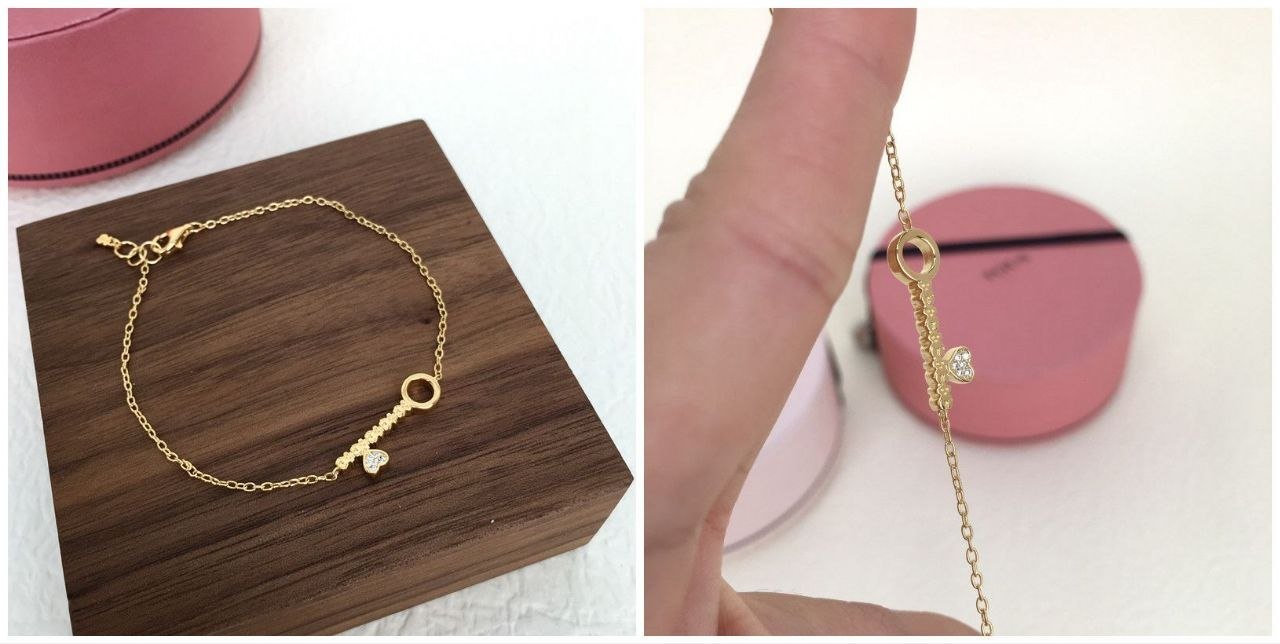 Pulsera Llave Minimal Dorada