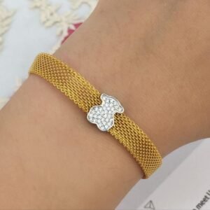 Pulsera Mesh Oso Bicolor Dorada
