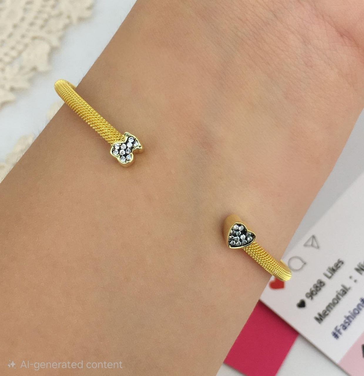 Brazalete Essence Doble Brillo Dorado